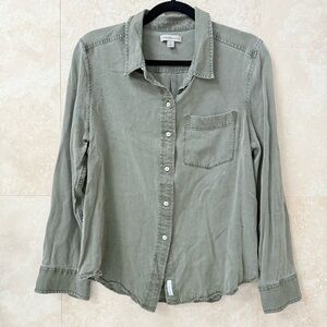 Calvin Klein Jeans Olive Button Down Shirt Size Large Utility Style Top